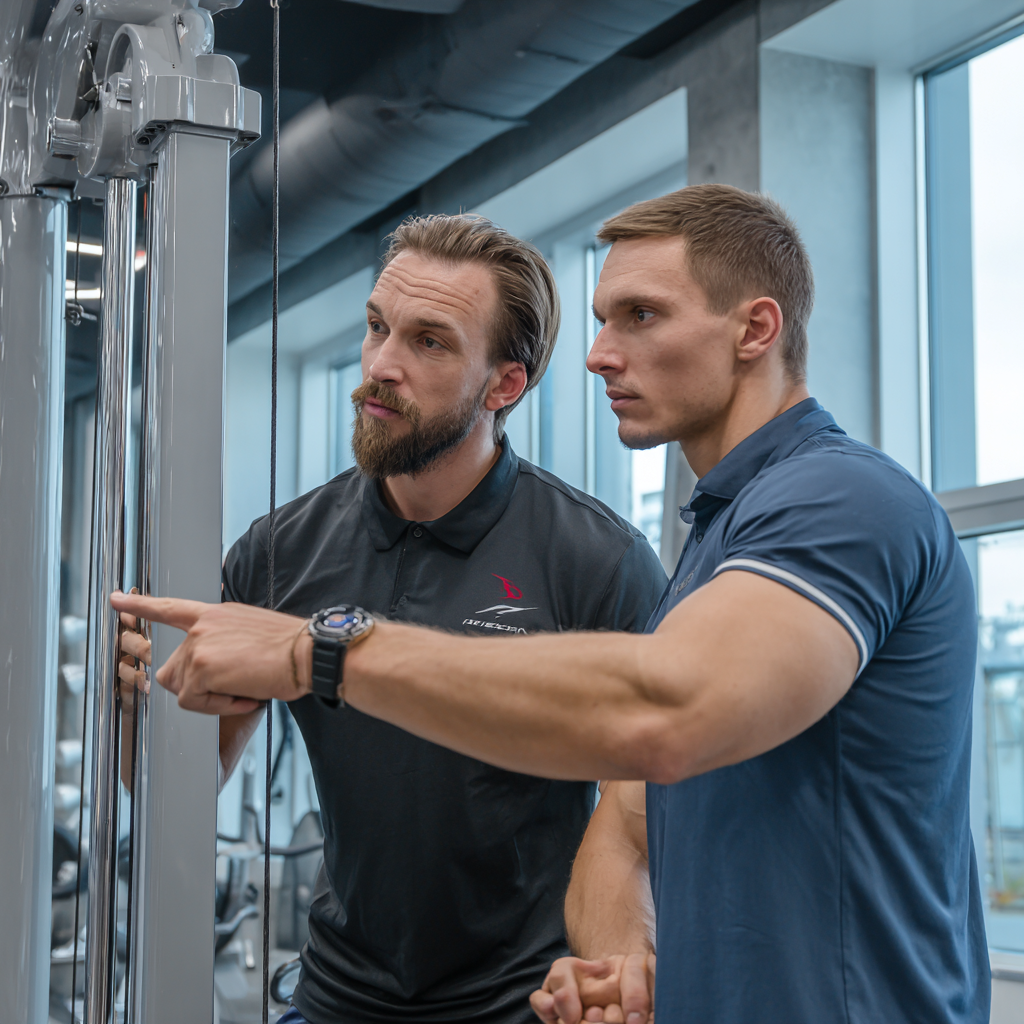 Персональний тренер з клієнтом