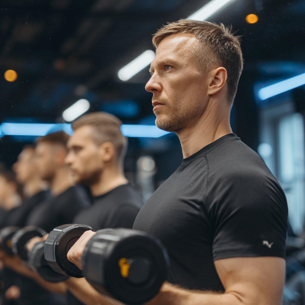 Чоловік виконує силові вправи